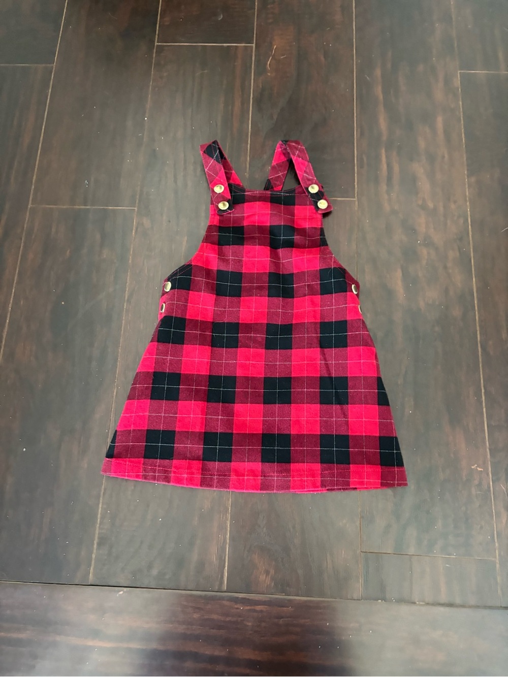 Max Studio Kids Girls 3T Red Black Buffalo Plaid Jumper Dress